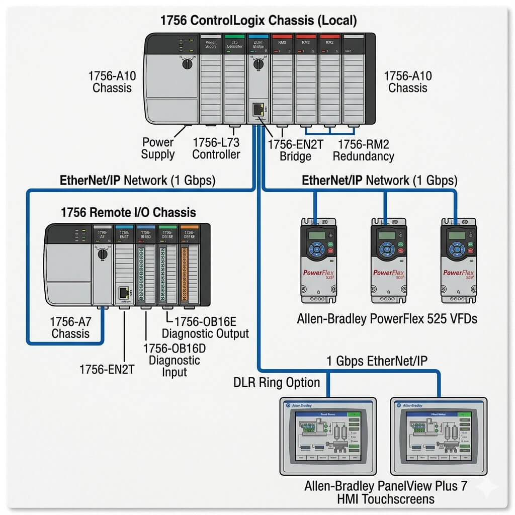 ControlLogix 1756 system architecture diagram